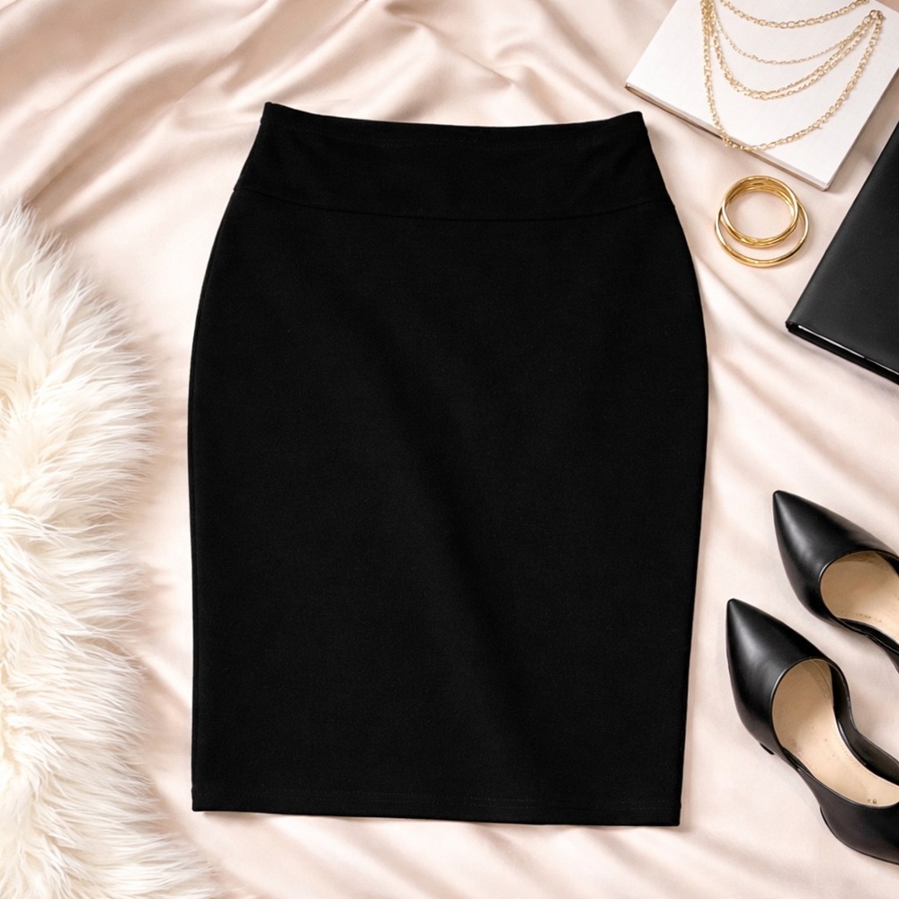 Large L Black High Waisted Pencil Skirt Minimalist Zara Aritzia Inspired